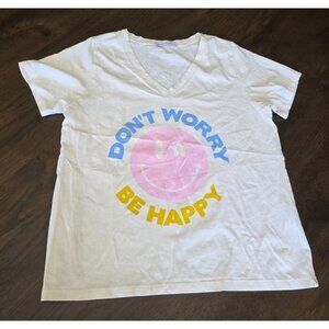 Dont Worry Be Happy V-Neck Graphic Tee By South Parade